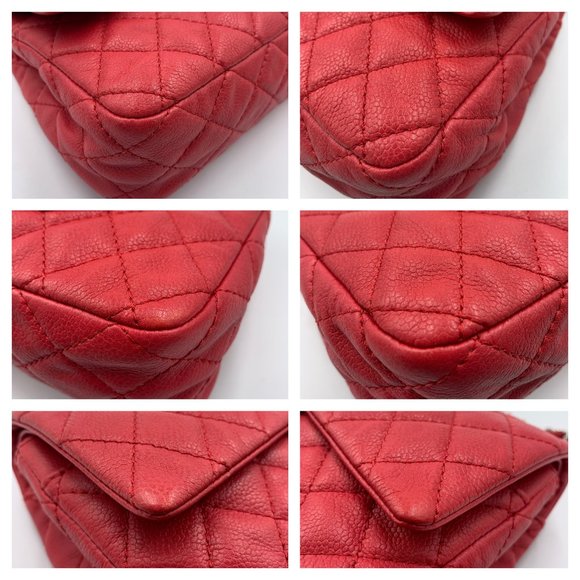 Authentic CHANEL Caviar Red Double Flap Bag - Picture 5 of 13